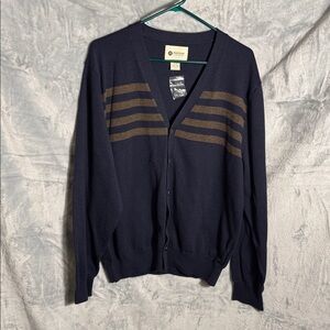 Haggar Sweater NWT cardigan button up men’s size XL blue with stripe‎ detail
